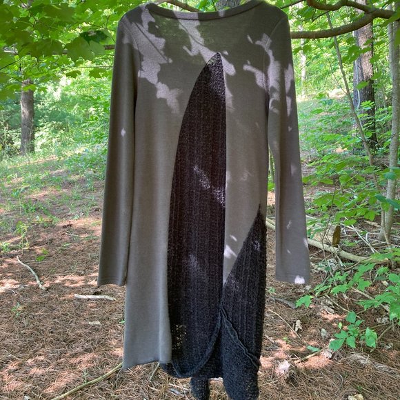 COPY - Tunic Dress+Vest Cardigan, S/M, dark gray green, gray - Picture 4 of 16